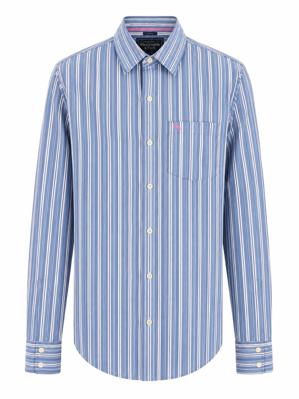Abercrombie & Fitch Light Blue Multi-Stripe Cotton Button-Up Shirt